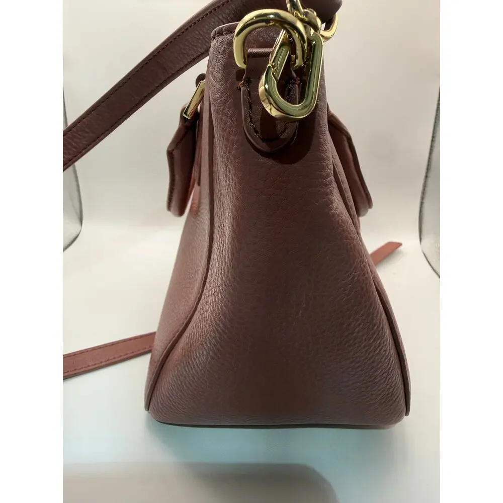 Tory Burch Pebbled Leather Satchel Bag Dusty Rose